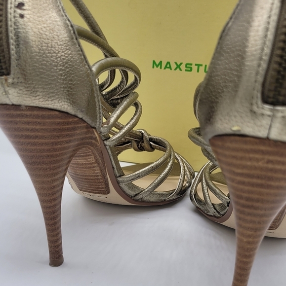 Max Studio Women's Strappy Sandal Heels Matte Gold Metallic Size 10M - Picture 9 of 12